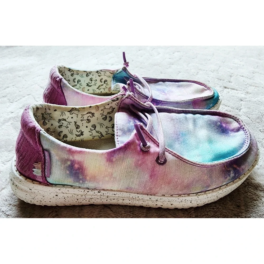 Hey Dude Unicorn Galaxy Slip On Shoes Girls Youth 4 Multicolor‎ Slip On Shoes